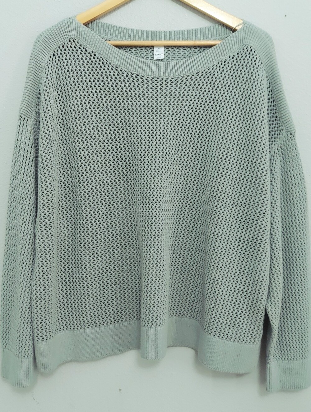 Old Navy Open Stitch Boatneck Sweater Silver Sage Women 2X